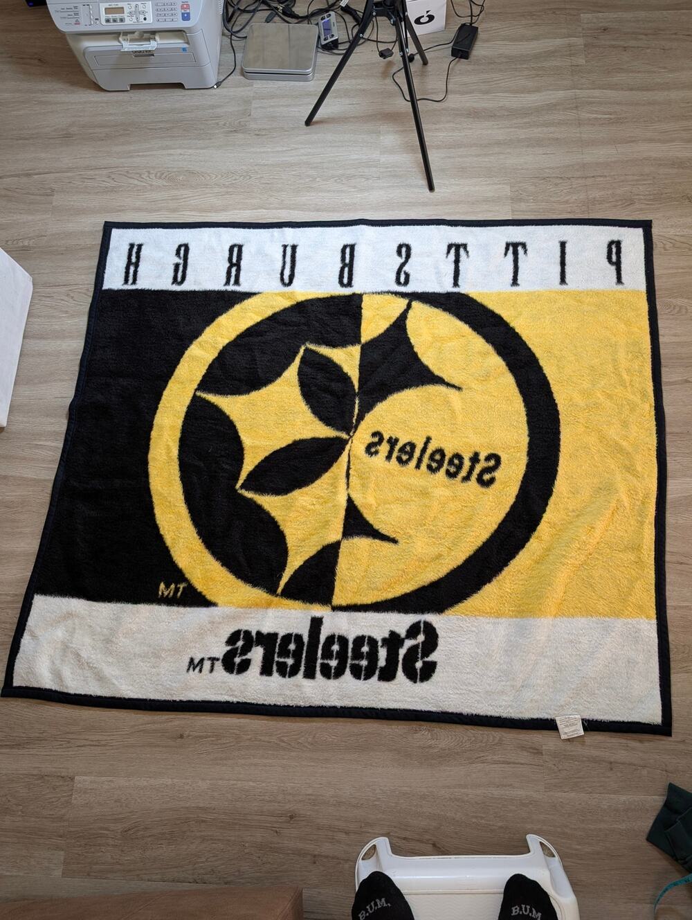 Biederlack Black Acrylic Polyester Stadium Throw Blanket Vintage NFL Fleece